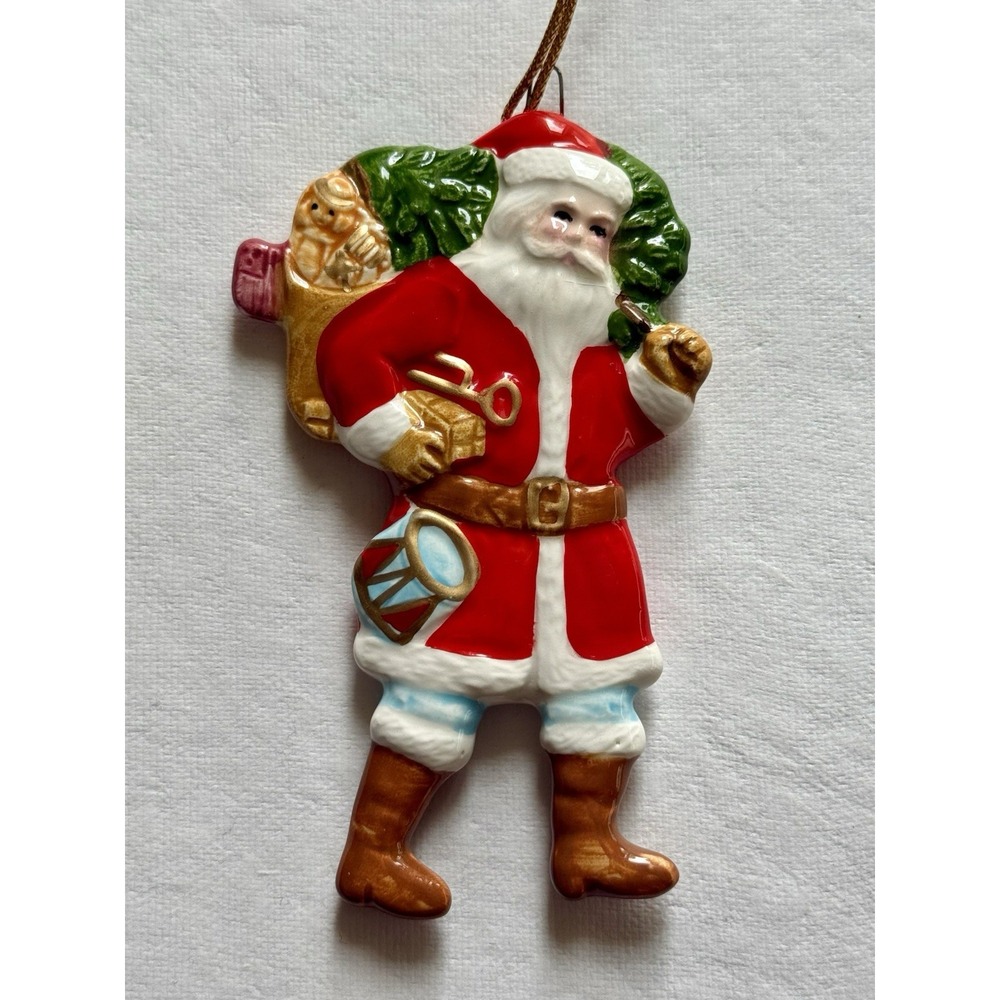 VINTAGE 1982 A COMPANY OF FRIENDS Ceramic Victorian Santa Ornaments Set of 3 NEW - Picture 3 of 14